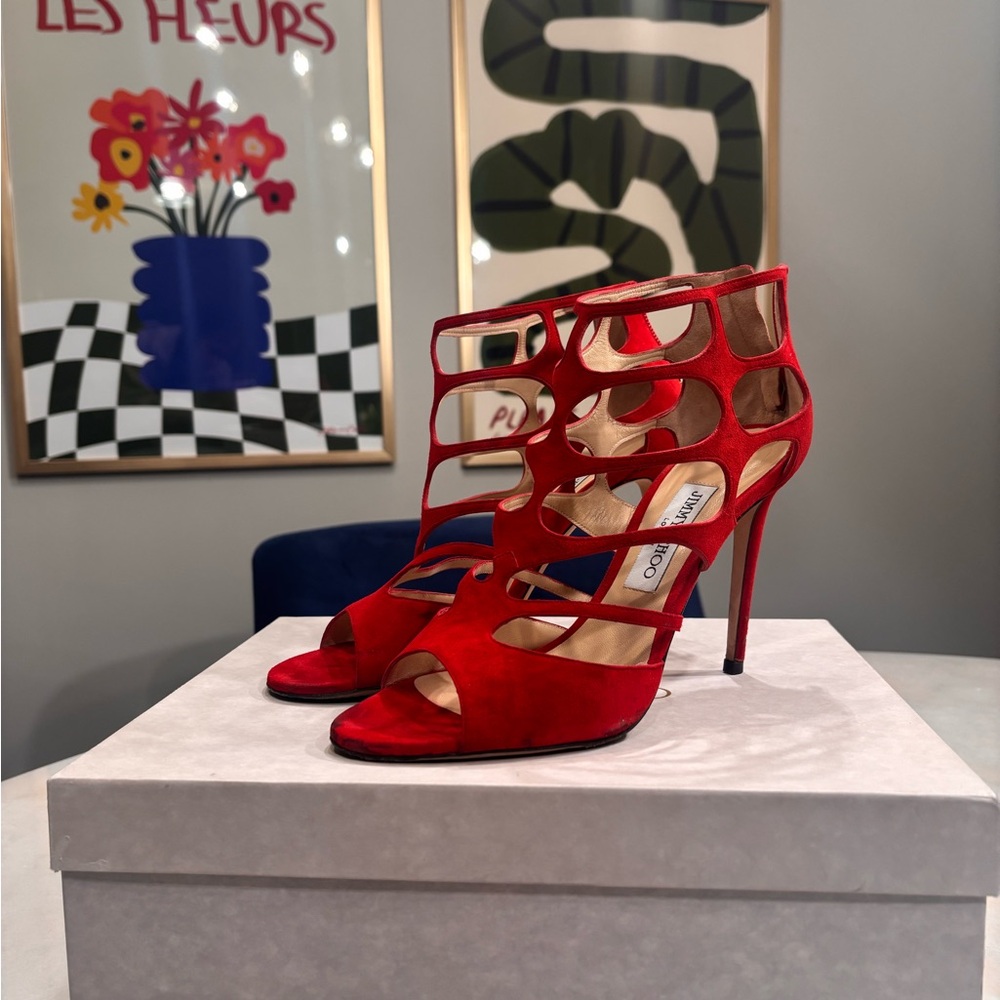 Fiery Elegance: Red Strappy Heels